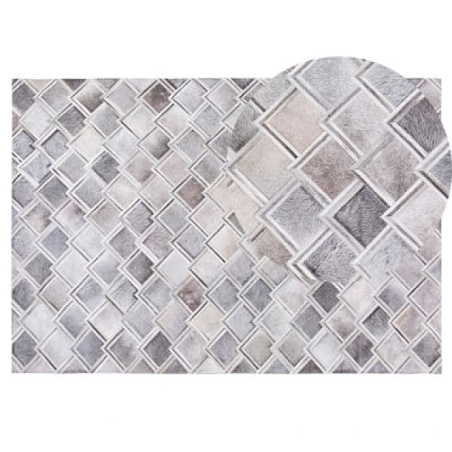 Beliani Rug Agacli Grey 140 X 200 Cm Leather