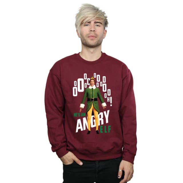 Elf Elf Men Angry Sweatshirt in Burgundy Size: Small Burgundy S Male 5057736060049