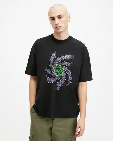 Allsaints Allsaints Fraktyl Short Sleeve Crew Neck T-Shirt - Black VXDYV Male 2XL,L,M,S,XL