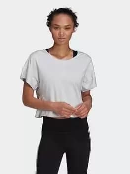 adidas Studio Backless Tee, Purple Size M Women