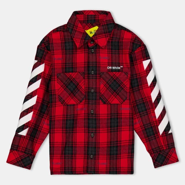Off White Kids Long Sleeve Dress Shirt Red/White male 6Y