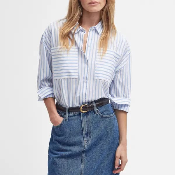 Barbour Nicola Striped Cotton-Poplin Shirt - UK 16 Multi Shirts female LSH1626WH11 UK 16