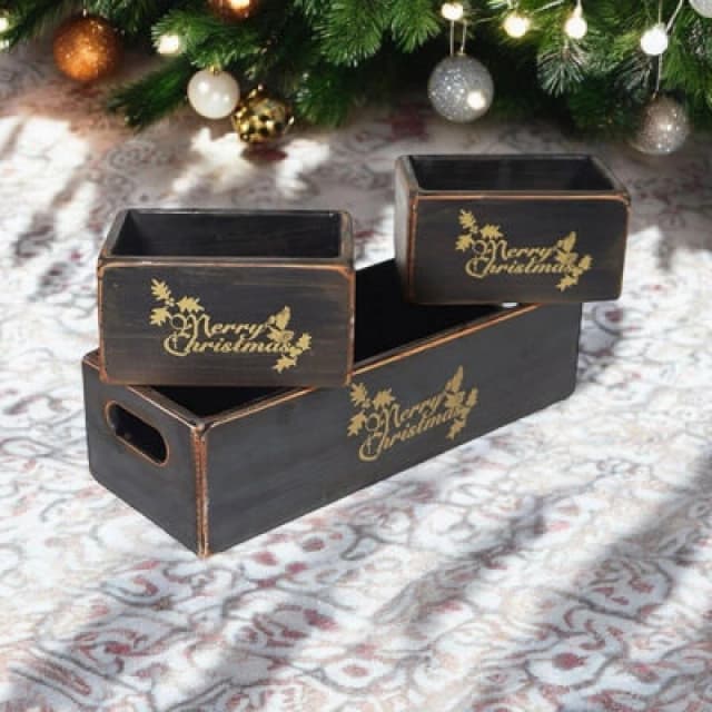 Minster Wooden Boxes (Set Of 3) - Black