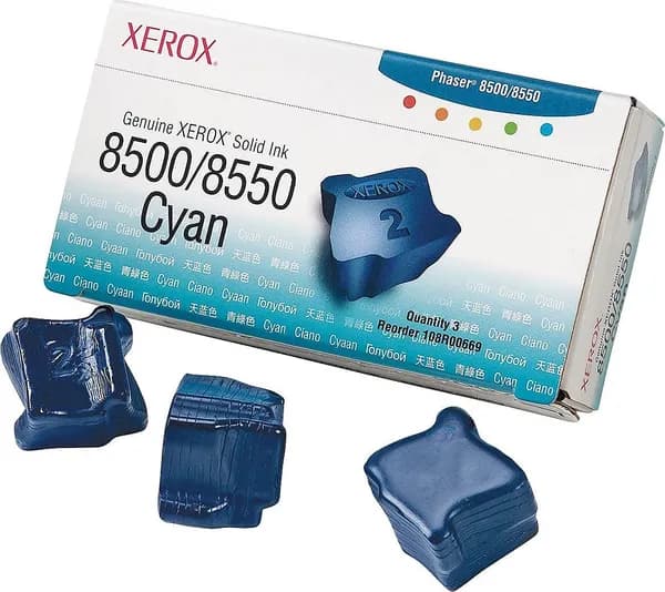 Pack of 3 Cyan Solid Ink Sticks for Phaser 8500 / 8550