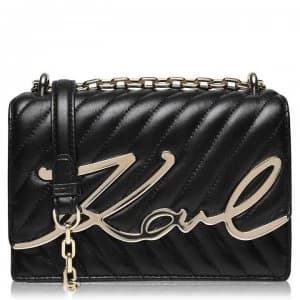 Karl Lagerfeld Signature Flap Over Bag - A997 Black/Gold