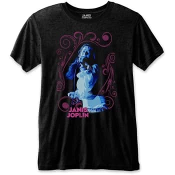 Janis Joplin - Floral Frame Unisex Large T-Shirt - Black