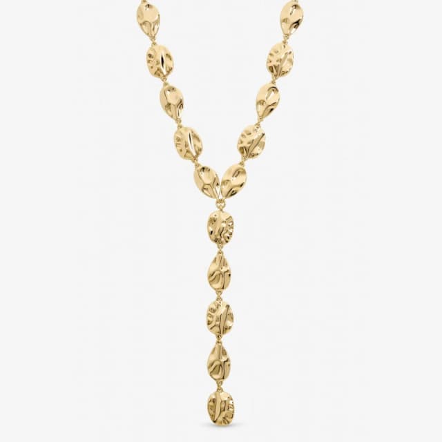 Mood Gold Polished Molten Y-Drop Necklace Chain Necklaces One Size Gold 40826510000