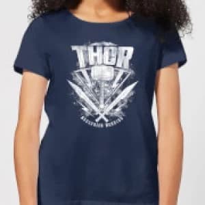 Marvel Thor Ragnarok Thor Hammer Logo Womens T-Shirt - Navy - XXL