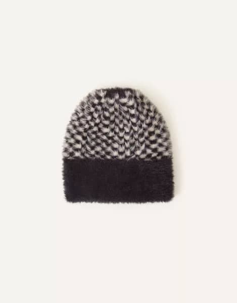 Checkerboard Fluffy Beanie