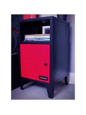 MESH-TEK Side Cabinet with Single Cube Storage, Black/Red