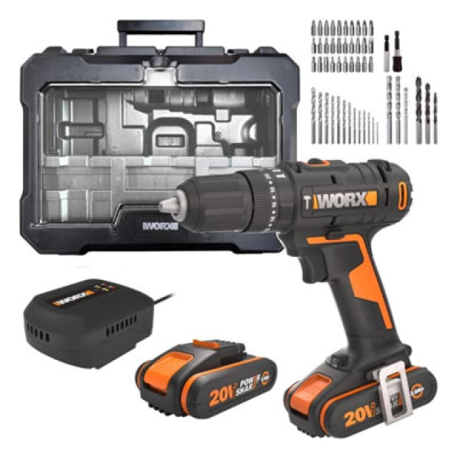 Worx 20V Cordless Hammer Drill With 2X 2.0Ah Batteries And Charger Wx370.2