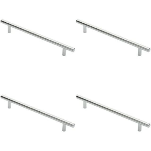 Loops 4x Round T Bar Cabinet Pull Handle 252 x 12mm 192mm Fixing Centres Chrome Multi unisex