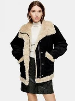 Topshop Borg Lined Jacket - Black