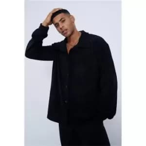 I Saw It First Black Boxy Oversized Sherpa Shacket - Black