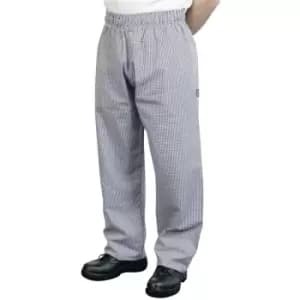 BonChef Check Baggy Mens Chef Trousers (2XL) (Royal/White) - Royal/White