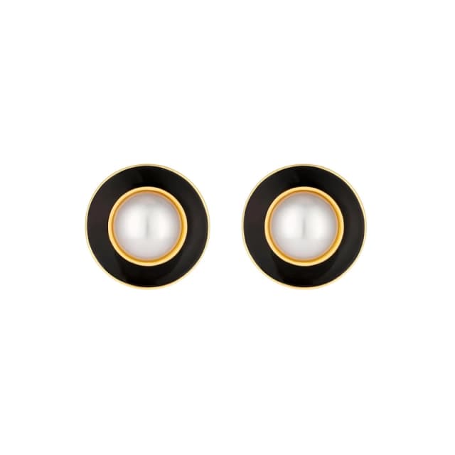 Jon Richard Vintage Inspired Gold Plated Pearl And Enamel Clip Earrings Gold female