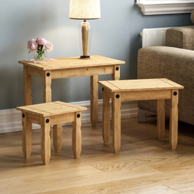 Lassic Vida Designs Corona Nest Of Tables Pine unisex Set of 3