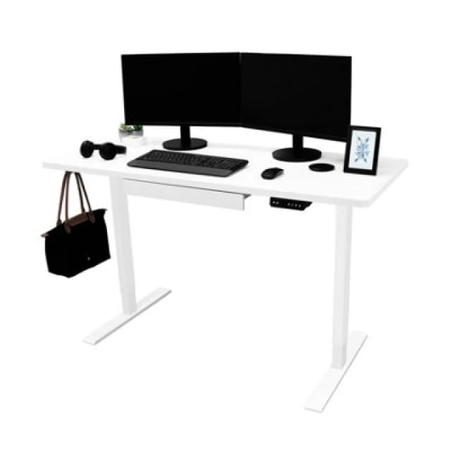 Monstershop Electric Standing Desk 140cm x 60cm White Height Adjustable Sit Stand White