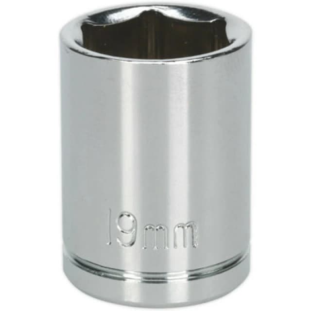 Loops 19mm Chrome Plated Drive Socket - 1/2" Square Drive - High Grade Carbon Steel Metallics