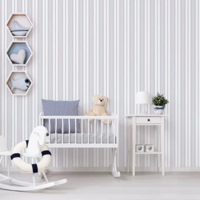 Galerie Deauville 2 Green Grey White Two Colour Stripe Smooth Wallpaper