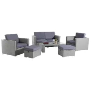 Outsunny Rattan 6 Piece Sofa Set - Grey