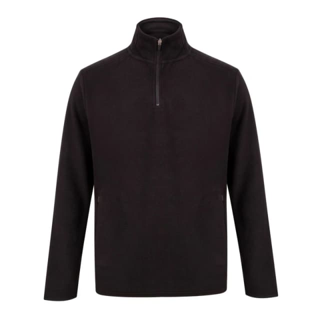 Henbury Mens Quarter Zip Microfleece Jacket in Black Size: Small Black Male S