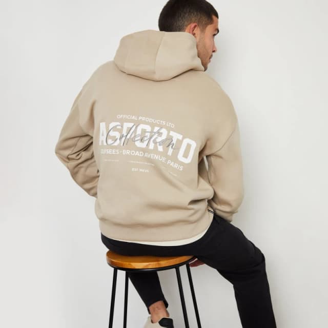 Threadbare 'Gregor' Graphic Print Relaxed Fit Pullover Hoodie Stone