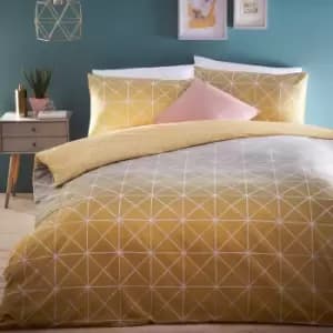 Spectrum Geometric Gradient Duvet Cover Set Ochre/Grey, Ochre/Grey / King