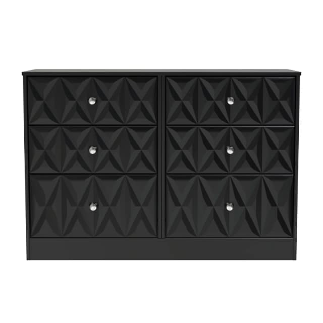 Genoa Ready Assembled Black 6 Drawer Chest (H)792mm (W)1117mm (D)395mm