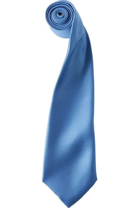 Premier Premier Colours Satin Tie in Mid Blue Mid Blue One Size Unisex 5063470723034