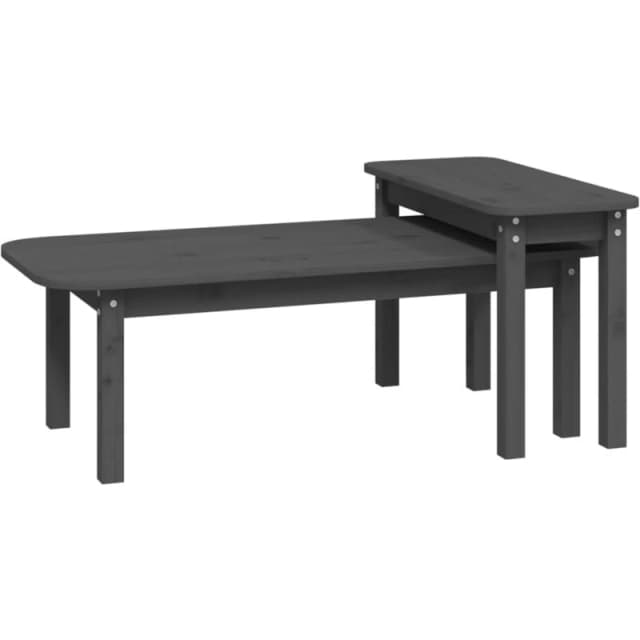 Vidaxl 2 Piece Coffee Table Set Grey Solid Wood Pine, Grey 822364
