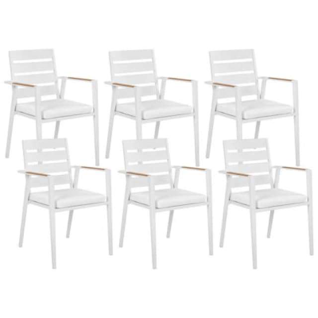 Beliani Set Of 6 Garden Chairs Taviano Metal White