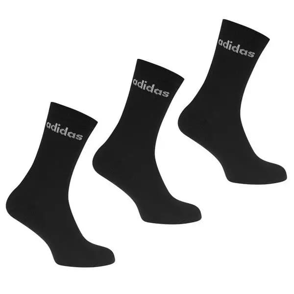 adidas Half-Cushioned Crew 3 Pack Socks - Black 4 -8
