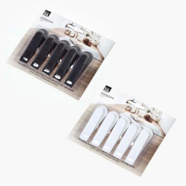 Homescapes Black/white Wedge Doorstop Set Of 5