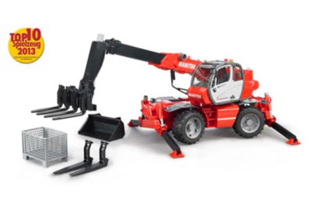 Bruder 1:16 Manitou Telescopic forklift MRT 2150 with accessories in Red Size: 1 Pack Red Unisex 1 Pack