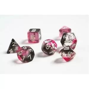 Pink, Clear, Black Resin Polyhedral Dice Set