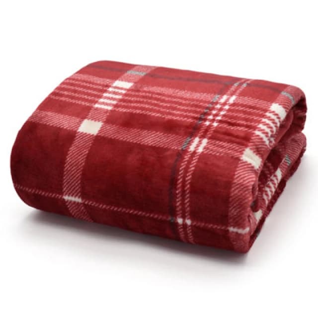 Velosso Supersnug Smooth Plush Throw Blanket In Classic Tartan, Warm And Cosy Sofa Throw With Luxurious Feel, 130Cm X 180Cm - Wine