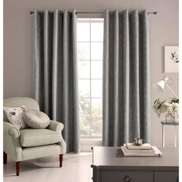 Laura Ashley LA Alnwick Curtains Steel unisex 64X90 inch