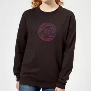 Justice League Green Lantern Retro Grid Logo Womens Sweatshirt - Black - L - Black