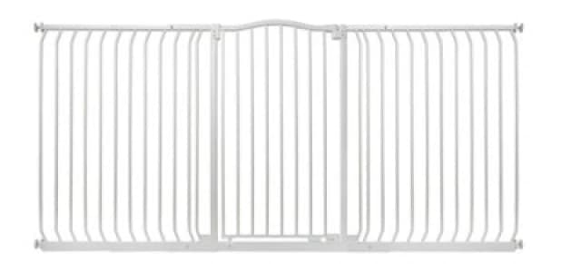 Safetots Extra Tall Curved Top Safety Gate, 197Cm - 206Cm, Matt White, Extra Tall 100Cm In Height, Pressure Fit Stair Gate