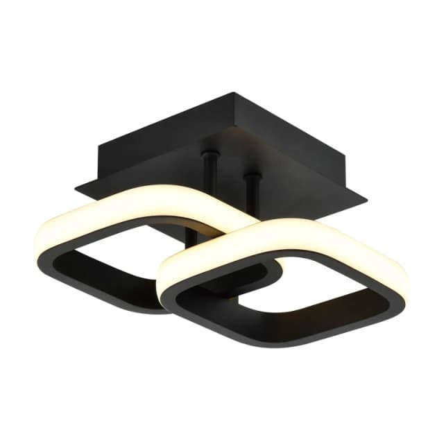 Happy Homewares Contemporary LED Ceiling Light Fitting in Square Metal in Black Unisex