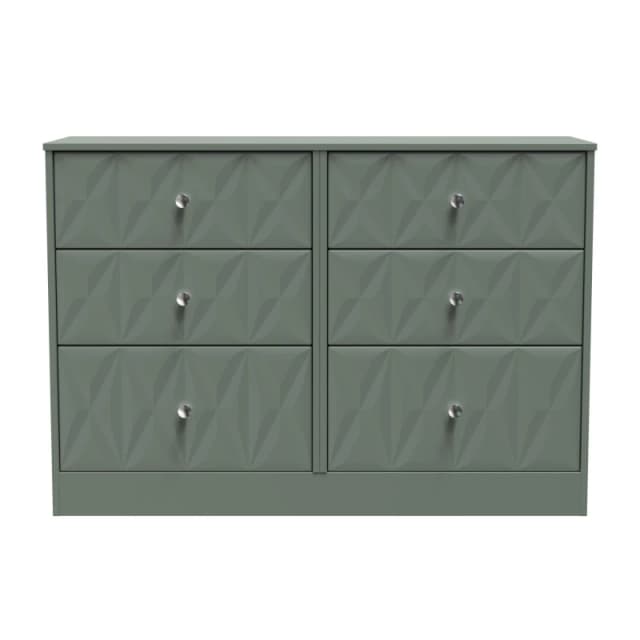 Genoa Ready Assembled Matt Green 6 Drawer Chest (H)792mm (W)1117mm (D)395mm