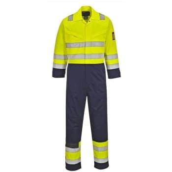 Portwest - MV28YNRM - sz M Hi-Vis Modaflame Coverall - Yellow/Navy