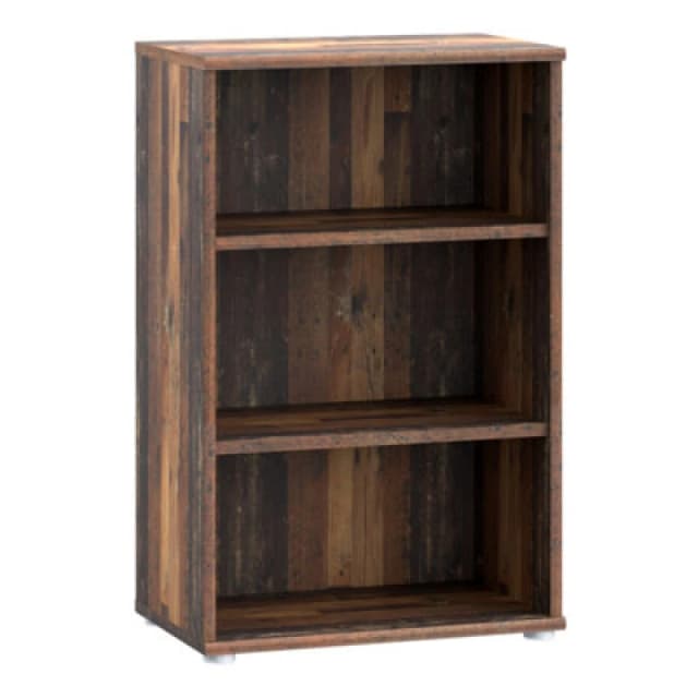 Furniture To Go Essential Low Narrow 2 Shelf Bookcase In Vintage Oak