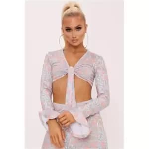 I Saw It First Terracotta Paisley Print Tie Front Blouse - Orange