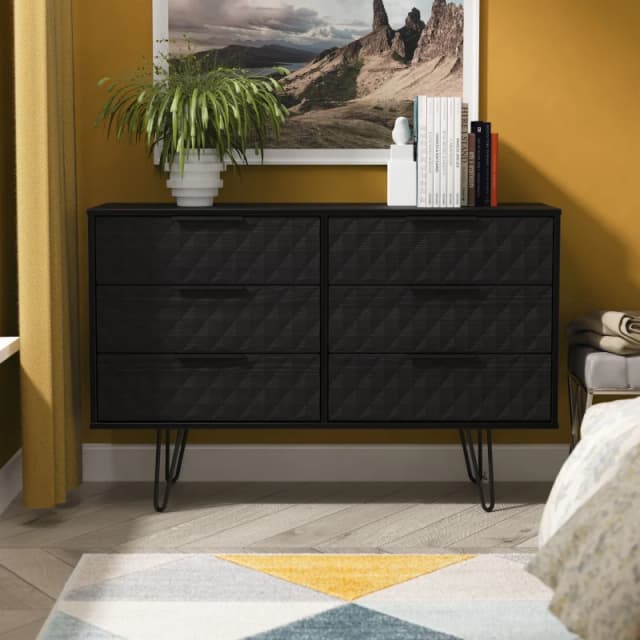 Ready Assembled 2 U Islay 6 Drawer Midi Chest (Ready Assembled) in Black Size: Large Black Unisex Large