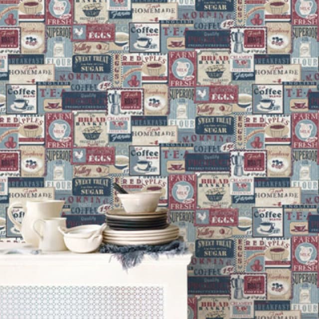 Galerie Nostalgie Blue Enamel Signs Smooth Wallpaper