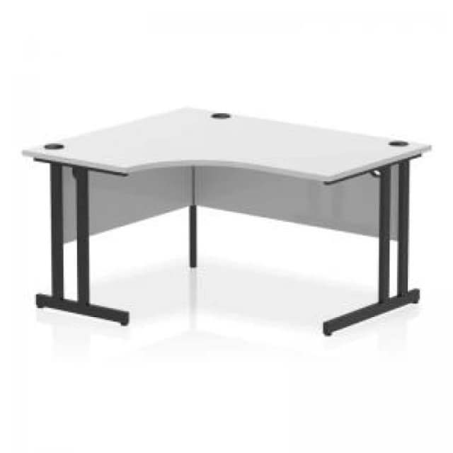 Impulse Impulse 1400mm Left Crescent Office Desk White Top Black Cantilever Leg ICDLC14BWHT