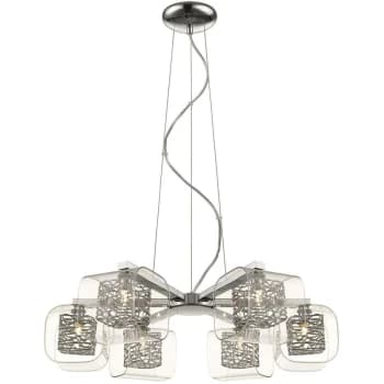 Spring Lighting - 6 Light Multi Arm Ceiling Pendant Mesh Chrome Glass Six, G9