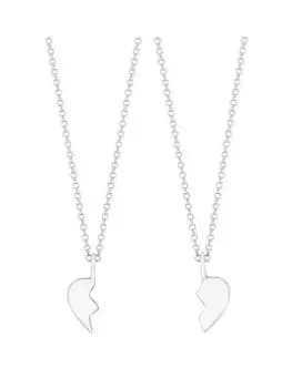 Jon Richard Sterling Silver 925 Broken Heart Pendant Necklace, Silver, Women